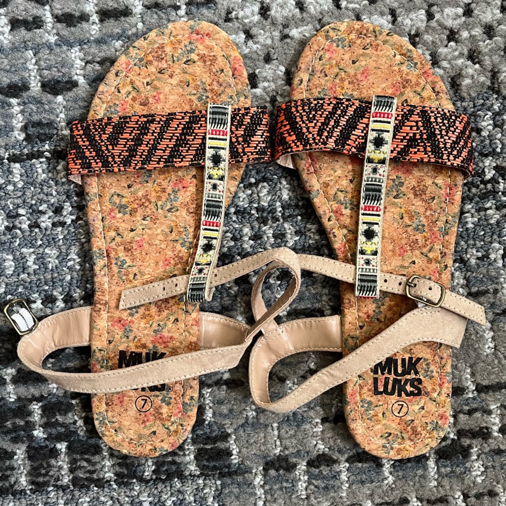🩴 NWOT Muk Luks Idelle Women’s T-Strap Slingback Sandals, US Size 7